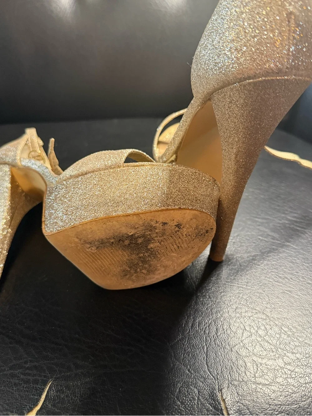 Steve Madden Gold Glitter Strappy High Heels